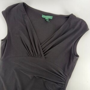 Lauren Ralph Lauren Black Ruched Surplice V-Neck Sheath‎ Dress Womens 8